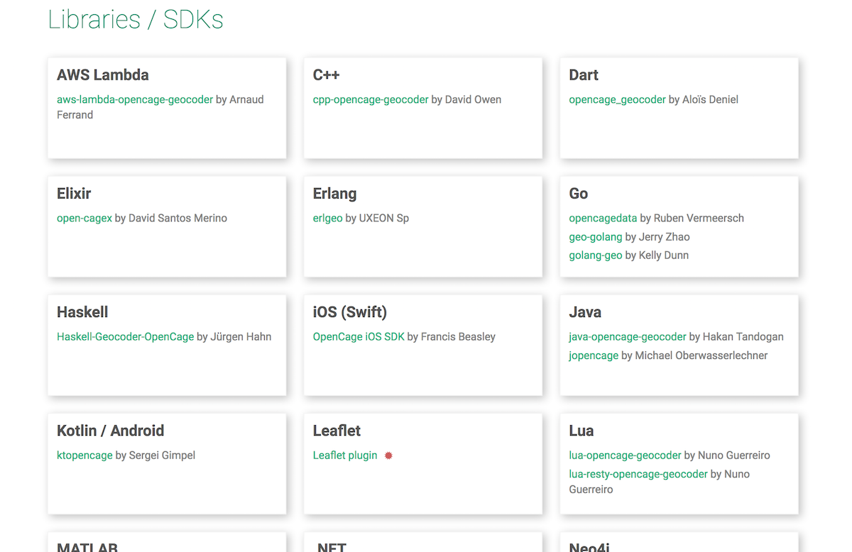 OpenCage Geocoding API Software Libraries and SDKs