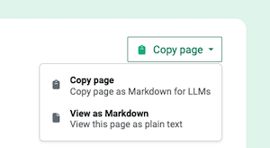 Screenshot of the "View as markdown" option